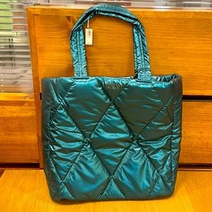 Victoria Secret Puffer Purse Bag Tote Green